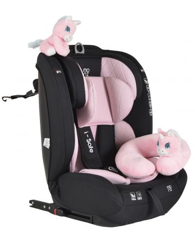 Стол за кола Moni - i-Safe, i-Size, IsoFix, 76-150 cm, розов + подарък играчка - 1