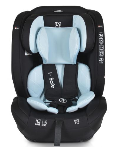 Стол за кола Moni - i-Safe, i-Size, IsoFix, 76-150 cm, син + подарък играчка - 2