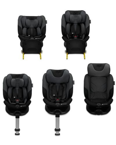 Столче за кола KinderKraft - I-Fix 360°, i-Size, 40-150 cm, Graphite Black - 4