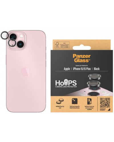 Стъклен протектор за камера PanzerGlass - Hoops, iPhone 15/15 Plus - 1