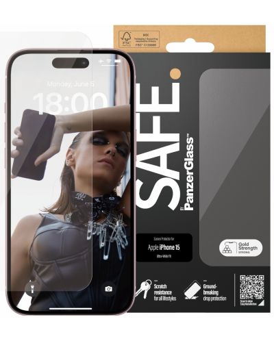 Стъклен протектор Safe - UWF, iPhone 15 - 1