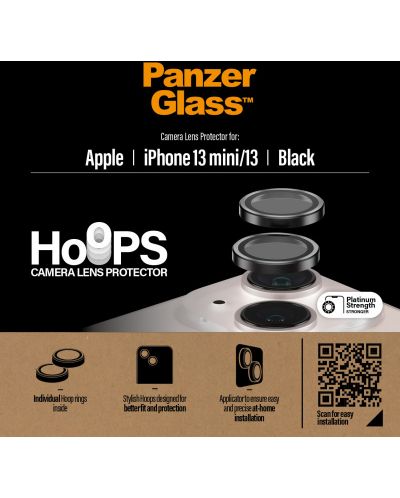 Стъклен протектор за камера PanzerGlass - Hoops, iPhone 13/13 mini, черен - 2