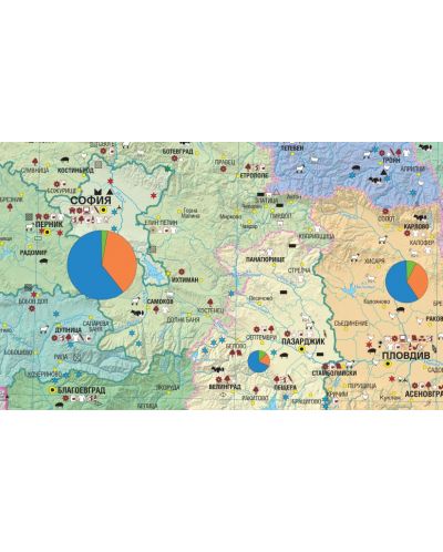 Промишленост, брутен вътрешен продукт - стопанска стенна карта на България (1:360 000) - 2