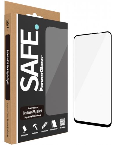 Стъклен протектор Safe - CaseFriendly, Realme C35, черен - 3