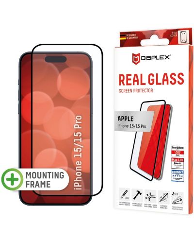 Стъклен протектор Displex - Real 3D, iPhone 15/15 Pro - 1
