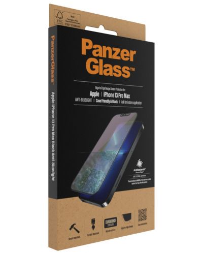 Стъклен протектор PanzerGlass - AntiBact/Bluelight, iPhone 13 Pro Max - 4