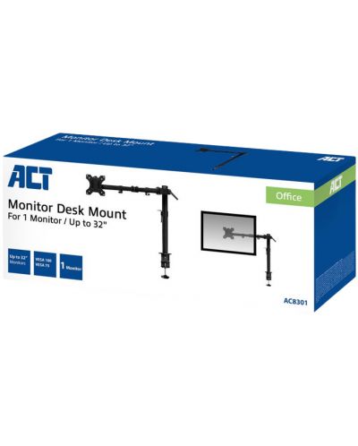 Стойка за монитор ACT - AC8301, за бюро, 10"-32", 8 kg, черна - 10