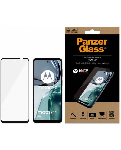 Стъклен протектор PanzerGlass - Moto G62 5G, черен - 1