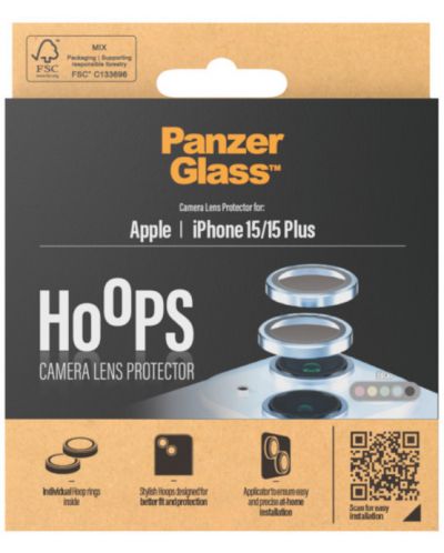 Стъклен протектор за камера PanzerGlass - Hoops, iPhone 15/15 Plus, син - 3