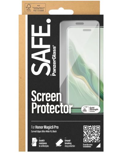 Стъклен протектор Safe - Honor Magic 6 Pro 5G, UWF, черен - 3