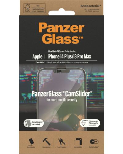Стъклен протектор PanzerGlass - AntiBact CamSlide, iPhone 14 Plus/13 Pro Max - 2