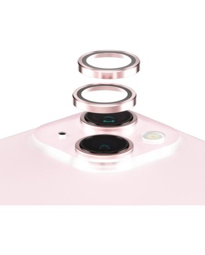 Стъклен протектор за камера PanzerGlass - Hoops, iPhone 15/15 Plus, розов - 2
