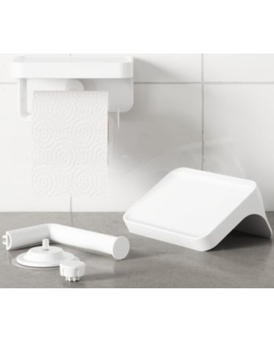 Стойка за тоалетна хартия и рафт Umbra - Flex Adhesive, бяла - 9