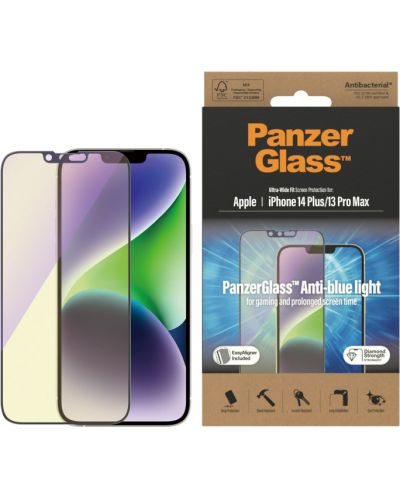 Стъклен протектор PanzerGlass - AntiBact/Bluelight, iPhone 14 Plus/13 Pro Max - 1