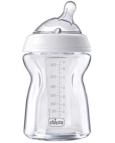 Стъклено шише със силиконов биберон Chicco Natural Feeling - 1 капка, 250 ml. - 1