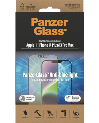 Стъклен протектор PanzerGlass - AntiBact/Bluelight, iPhone 14 Plus/13 Pro Max - 3