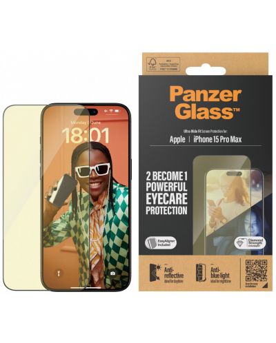 Стъклен протектор PanzerGlass - UWF AntiReflect, iPhone 15 Pro Max - 1