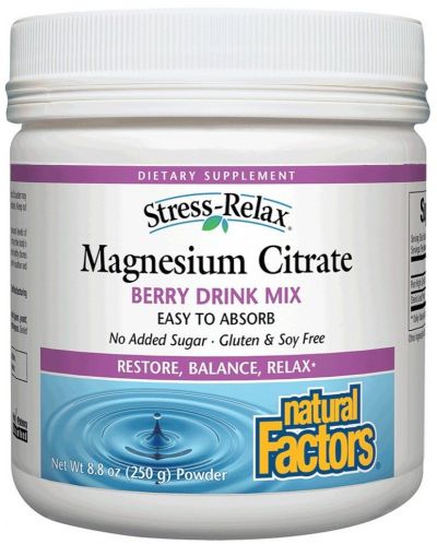 Stress-Relax Magnesium Citrate, 250 mg, 250 g, Natural Factors - 1