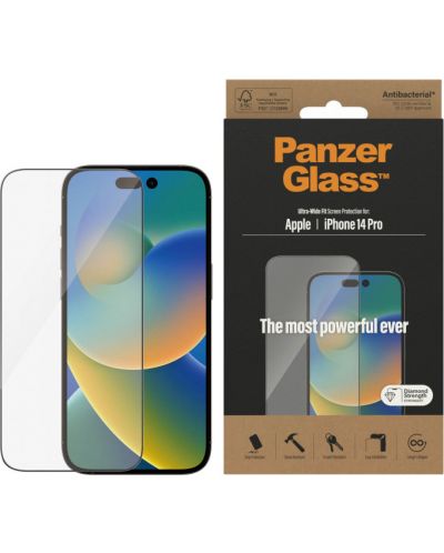 Стъклен протектор PanzerGlass - AntiBact UWF, iPhone 14 Pro - 1