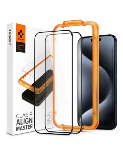 Стъклени протектори Spigen - tR AlignMaster, iPhone 15 Pro, 2 броя - 1