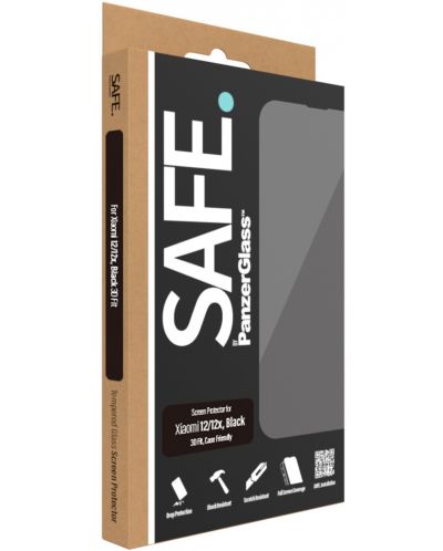Стъклен протектор Safe - CaseFriendly, Xiaomi 12/12X, черен - 3