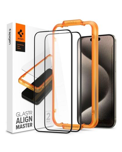 Стъклен протектор Spigen - tR AlignMaster, iPhone 15 Pro Max - 1