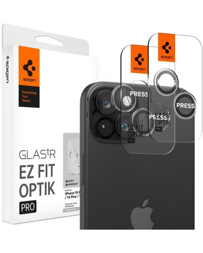 Стъклен протектор Spigen - tR EZ Fit Optik Pro, iPhone 15 Pro/Pro Max - 1