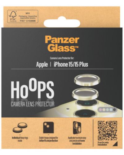 Стъклен протектор за камера PanzerGlass - Hoops, iPhone 15/15 Plus, жълт - 3