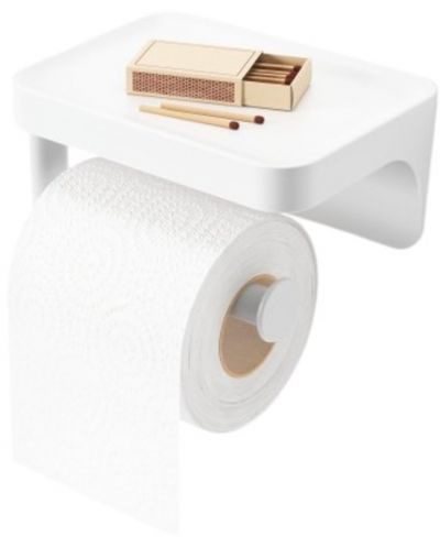 Стойка за тоалетна хартия и рафт Umbra - Flex Adhesive, бяла - 2