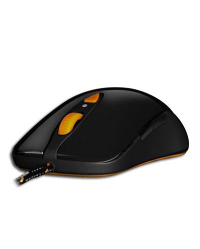Гейминг мишка SteelSeries - Sensei RAW Heat Orange, лазерна, черна