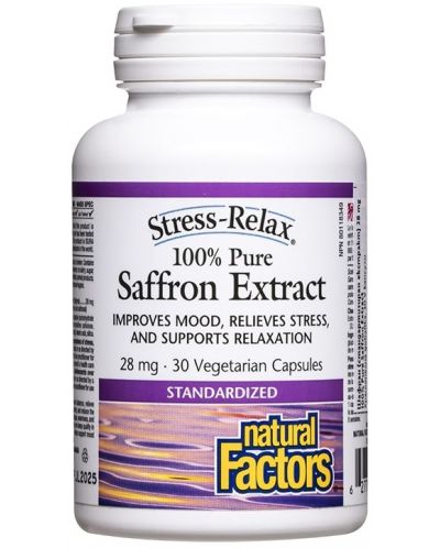 Stress-Relax Saffron Extract, 28 mg, 30 капсули, Natural Factors - 1