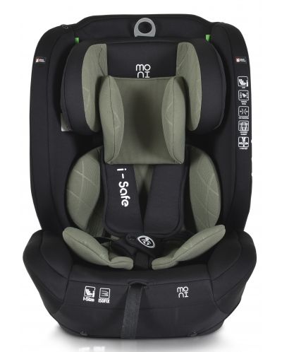 Стол за кола Moni - i-Safe, i-Size, IsoFix, 76-150 cm, зелен + подарък играчка - 2