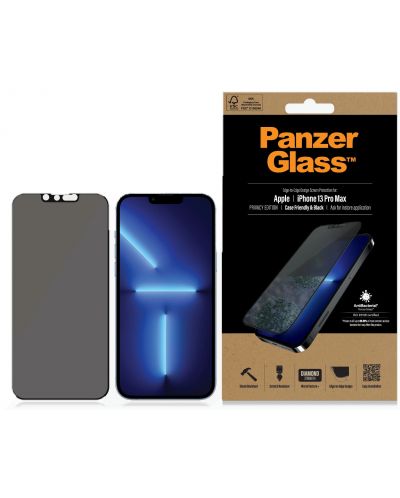 Стъклен протектор PanzerGlass - Privacy AntiBact, iPhone 13 Pro Max - 3