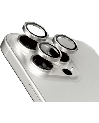 Стъклен протектор за камера PanzerGlass - Titanium Hoops, iPhone 15 Pro/15 Pro Max, бял - 2