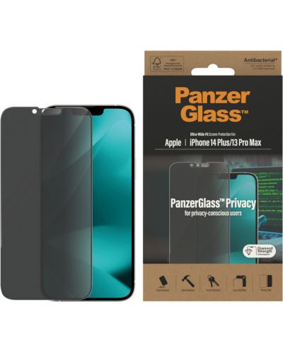 Стъклен протектор PanzerGlass - Privacy UWF, iPhone 14 Plus/13 Pro Max - 1
