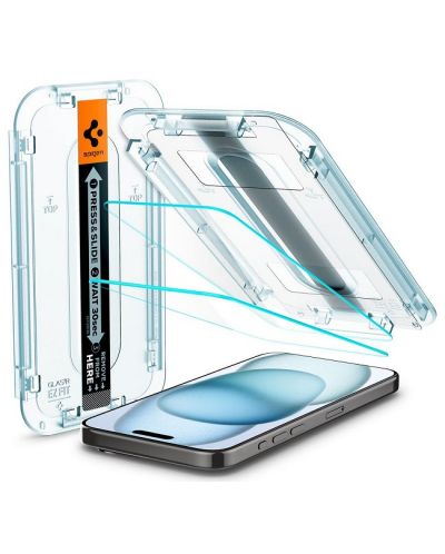 Стъклени протектори Spigen - tR EZ Fit, iPhone 15, 2 броя - 1