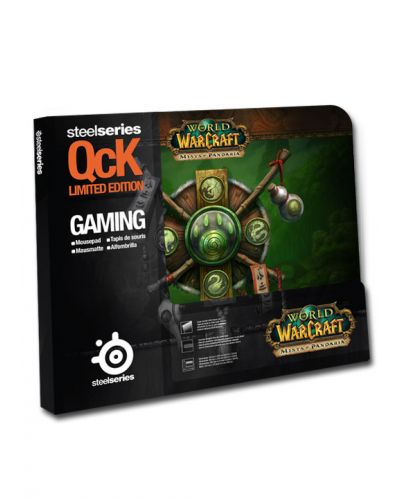 Гейминг подложка SteelSeries - QcK Panda Pandaren Crest Edition, M, мека, черна/зелена