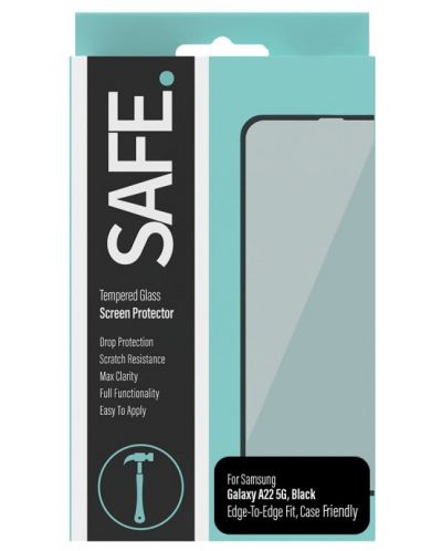 Стъклен протектор Safe - CaseFriendly, Galaxy A22 5G, черен - 1