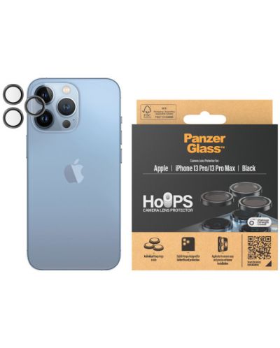 Стъклен протектор за камера PanzerGlass - Hoops, iPhone 13 Pro/Pro Max, черен - 1