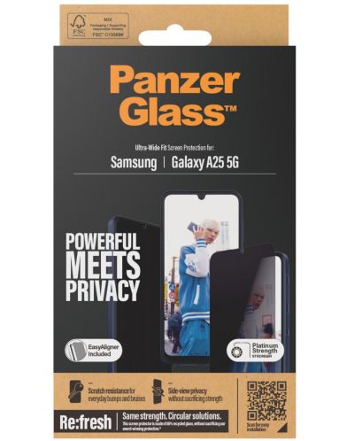 Стъклен протектор PanzerGlass - Privacy UWF, Galaxy A25 5G, черен - 4