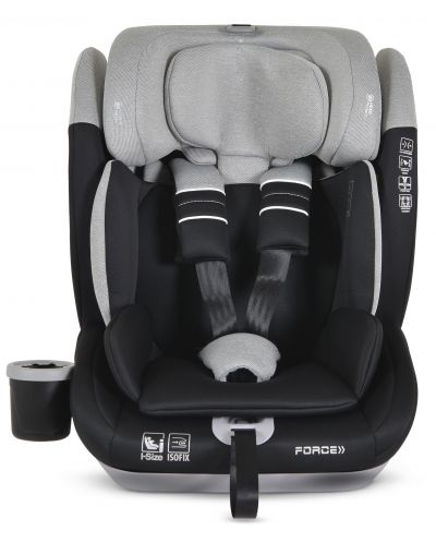 Стол за кола Cangaroo - Force, i-Size, IsoFix , 76-150 cm, сив - 4