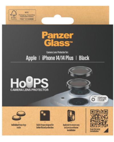 Стъклен протектор за камера PanzerGlass - Hoops, iPhone 14/14 Plus, черен - 3