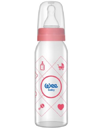 Стъклено шише Wee Baby Classic, 250 ml, розово - 2