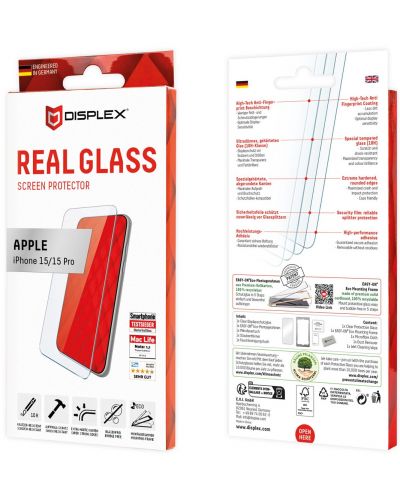 Стъклен протектор Displex - Real 2D, iPhone 15/15 Pro - 5