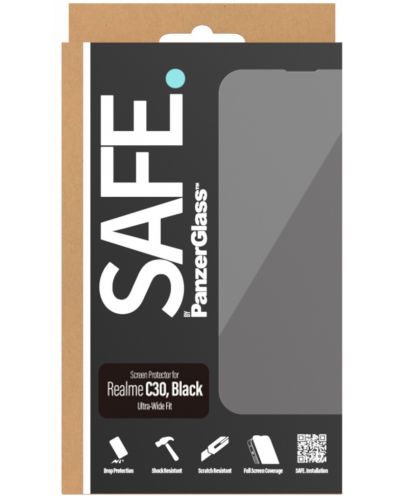Стъклен протектор Safe - CaseFriendly, Realme C30, черен - 1