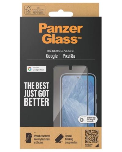 Стъклен протектор PanzerGlass - Google Pixel 8a, UWF, AB, черен - 3