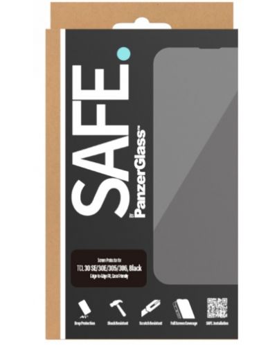 Стъклен протектор Safe - TCL30 SE/30E/305/306, черен - 1