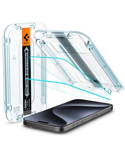 Стъклени протектори Spigen - tR EZ Fit, iPhone 15 Pro, 2 броя - 1
