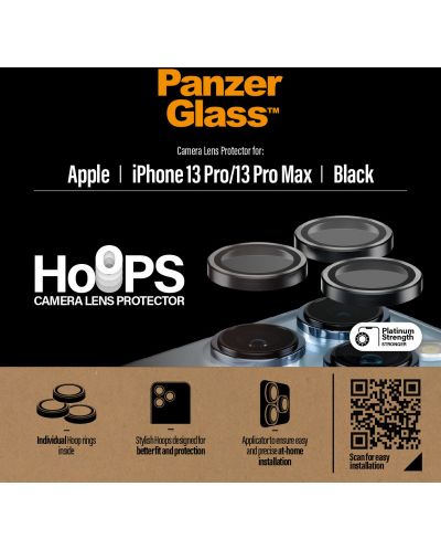 Стъклен протектор за камера PanzerGlass - Hoops, iPhone 13 Pro/Pro Max, черен - 5