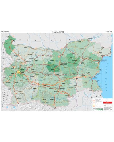 Транспорт - стенна карта на България (1:360 000) - 1